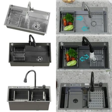 Drop In Kitchen Sink Top Mount 30"/32" Single Bowl Sinks Stainless Steel Basin