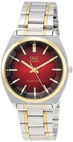 New" Citizen Q&Q Watch QB78-402 Red x Gold Waterproof Men's  Japan