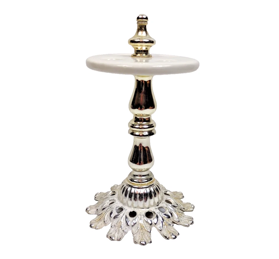 Soporte de cepillo de dientes de metal, cerámica y plástico tono plata y dorado de colección Foto 2 de 4