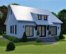 Custom Modern Tiny Cottage House Plans - 2 Bed & 1 Bathroom with CAD File