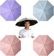 4 Pack Umbrella Hats, 27.2 Inch Hands Free Folding Waterproof Adult Head