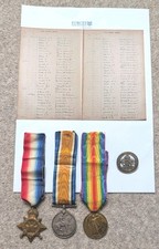 WW1 Royal Navy Medal Trio & Wound Badge Group - Albert G Tomlinson RN