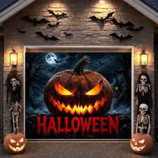 Halloween Garage Door Decoration Cover Banner Giant Spooky Pumpkin Backdrop