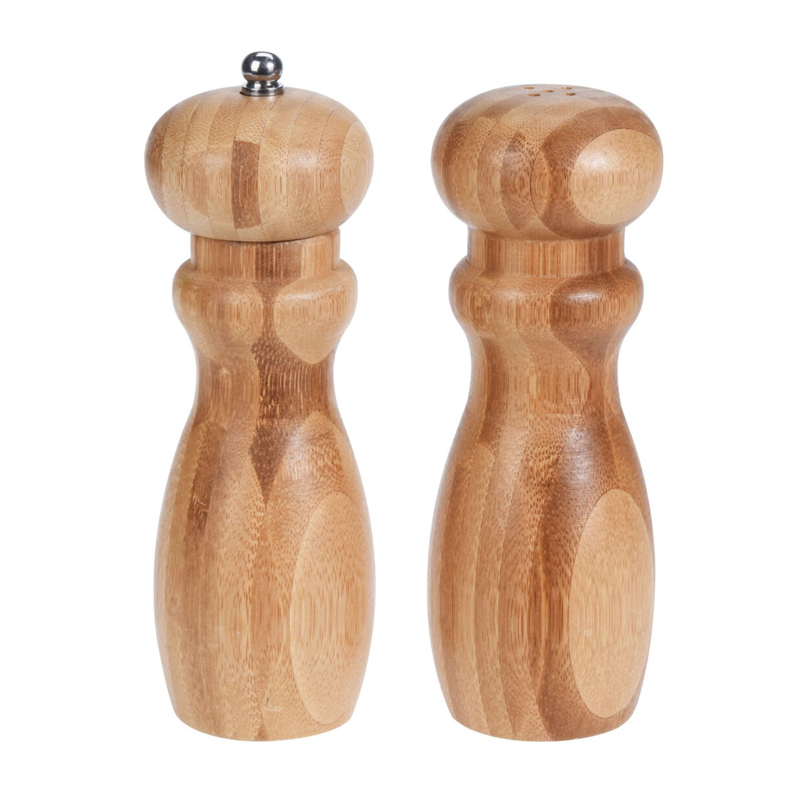 2er Set Gewürzmühle aus Holz Ø 5 cm x 16 cm Keramikmahlwerk Salz Pfeffer Mühle