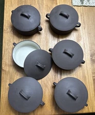 Dansk Denmark Mid Century Fluted Flamestone Individual Covered Baking Dishes 6