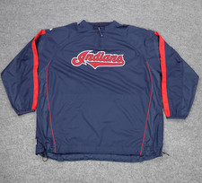 Cleveland Indians Jacket Mens 4XL Blue MLB Baseball Pullover Wahoo Cool Base