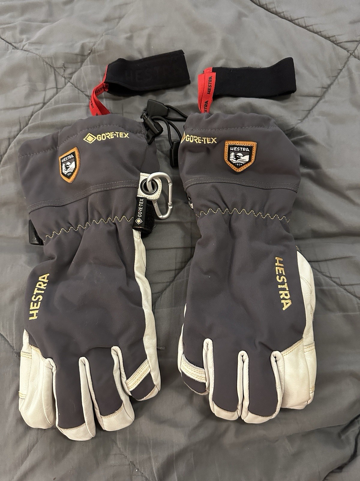 GUANTE HELI SKI CUERO EJÉRCITO HESTRA 5 DEDOS GRIS - TALLA 8