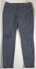 Maurices Women's Ankle Jeans Mid-Rise Charcoal Wash Distressed Raw Hem SOFT M