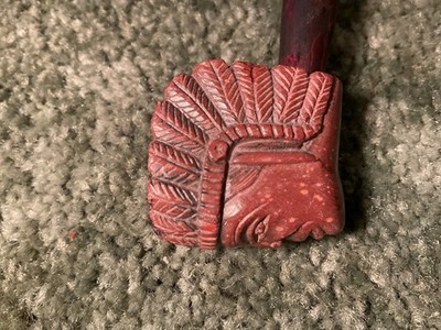 American Indian effigy pipestone pipe w/snake stem