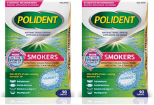 Smokers Antibacterial Dental Appliance Cleanser Tablets,90 Count Pack of 2 