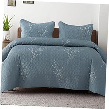 Reversible Boho Quilts King Size, Blue Bedspreads King 96"x104" Floral Blue