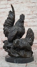 Chinese Fengshui red bronze Zodiac Year Money Wealth Rooster Cock luck Statue