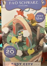 FAO Schwarz Busy City Wooden Activity Cube 5 Zones 20+ Activities 12M+