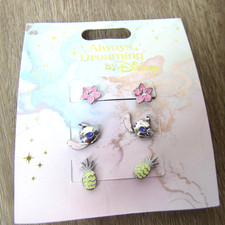 NEW DISNEY PARKS ALWAYS DREAMING 3 PIECE LILO STITCH EARRINGS SET FLOWER