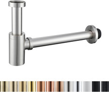 Brass Contemporary round Bottle P Trap 1 1/4,Basin Sink Waste Drain P Trap Kit