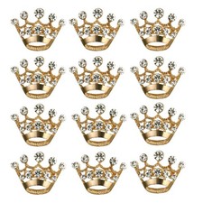 12 Pieces Crown Brooch Pin Fashion Diamante Wedding Party Pageant Tiara Crown Co