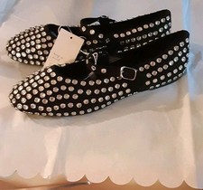 A New Day Women  s "Issa " Rhinestone Mary Jane Ballet Flats Black Size 11 New