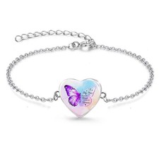 Butterfly Heart Cremation Jewelry Urn Bracelet for Ashes for Women Memorial Ashe