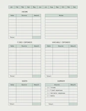 Digital PDF Beige Minimalist Monthly Budget Planner Instant Download
