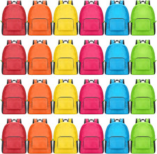 24 Pcs 17 Inch Backpacks in Bulk Foldable Basic Colorful Assorted Colors Lightwe