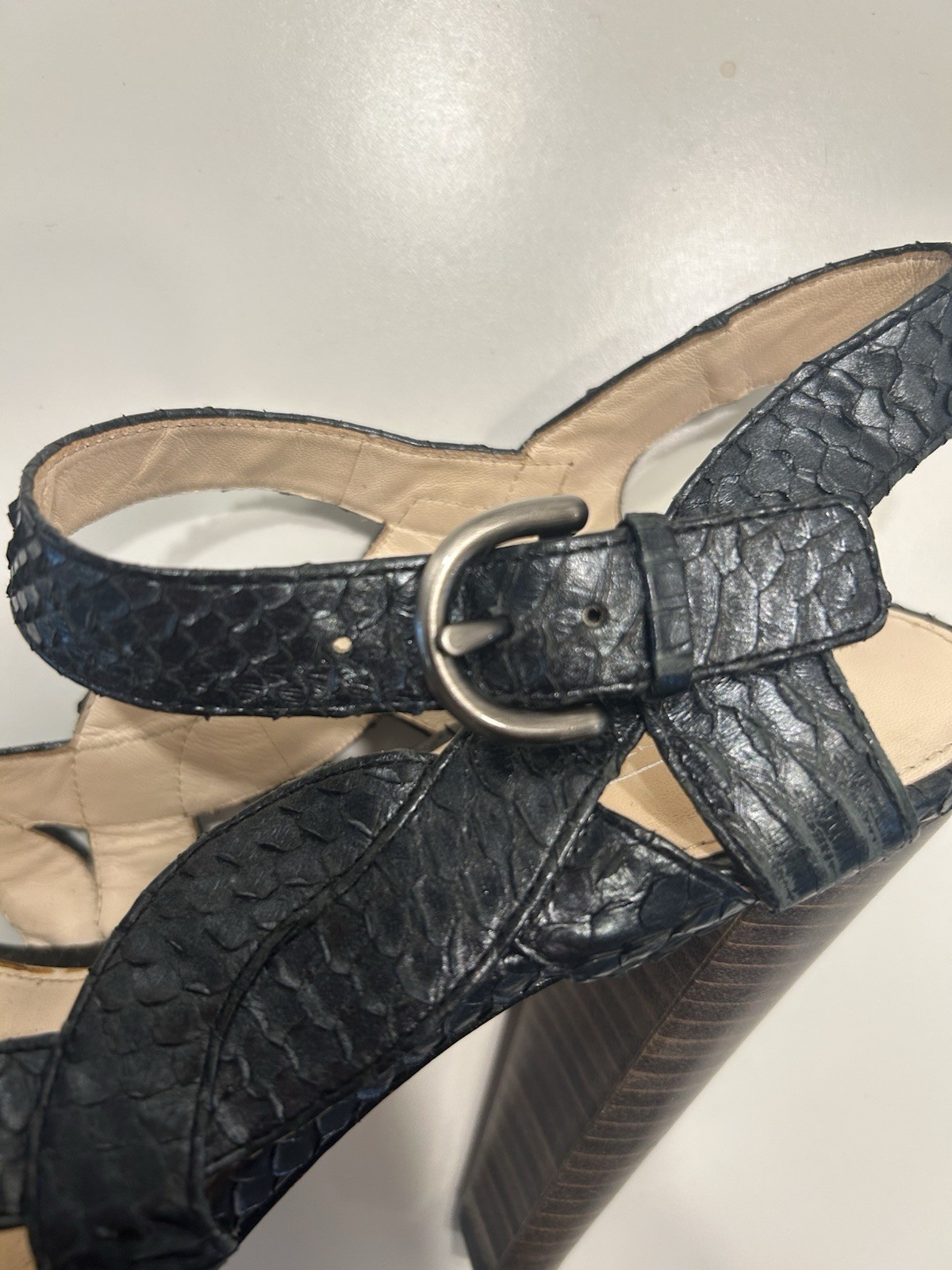 Vintage Coach Python Tamara Strappy Platform Sand… - image 6