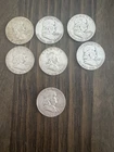 Lot of 7 Franklin Silver Half Dollars 1951–1963