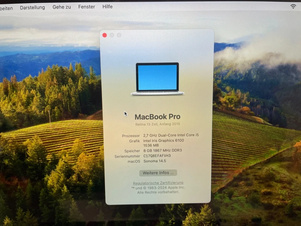 Apple MacBook Pro Retina A1502 13,3 Zoll (256GB SSD, Intel Core i5 ) - Bild 3 von 4