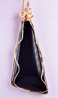 6.6cms LEMURIAN BLACK JADE WIRE GEM PERU PYRITE JEWELRY PENDANT JB32
