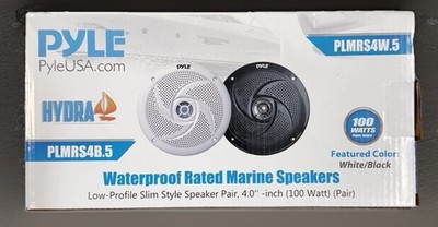 Pyle PLMRS4B.5 4'' 2-Way Marine Speakers Pair Waterproof Weather-Resistant 50W