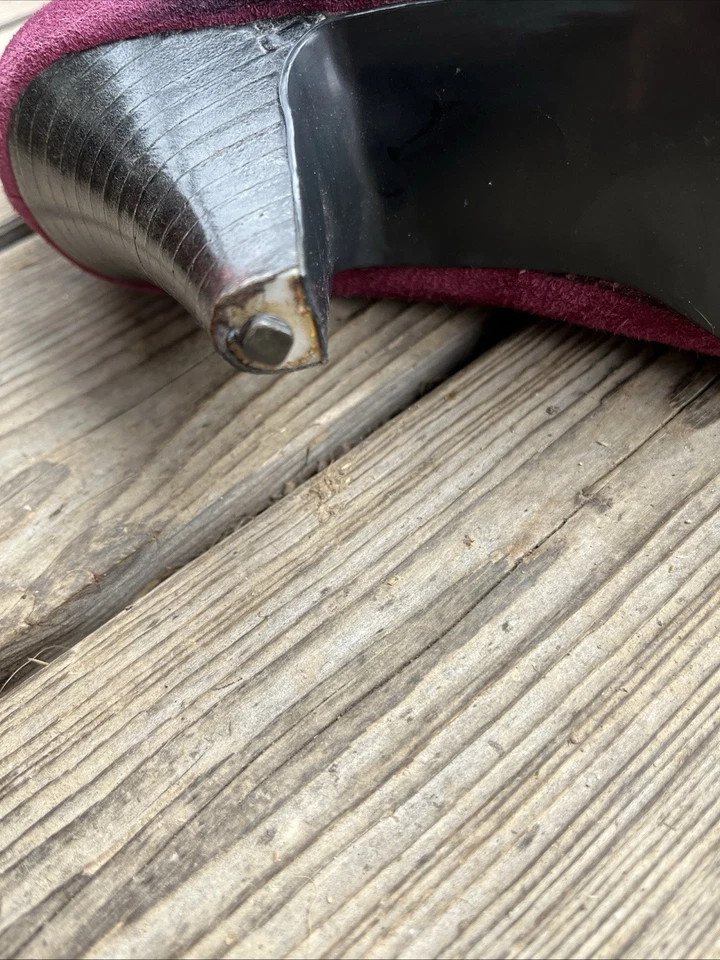 ВИНТАЖНЫЙ сливы фиолетовый кожаные ботинки Sz 6 - Изображение 4 из 4