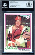 Ted Simmons Beckett BAS Signed 1978 Topps Autograph Cardinals