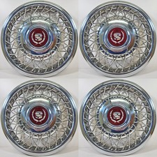  1989-1993 Cadillac 2054 15 Wire Hubcaps Wheel Covers 25558104 Nos Set4