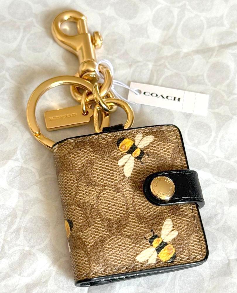 Coach Signature Bee Picture Photo Frame Key Chain Bag Purse Charm