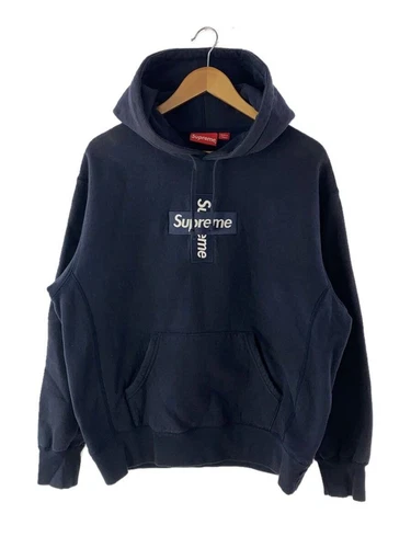 Felpa con cappuccio Supreme M cotone navy 20AW cross box logo usata