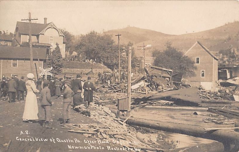 AUSTIN, POTTER COUNTY, PA ~ 1911 FLOOD DESTRUCTION,PEOPLE, NEWMAN REAL PHOTO PC