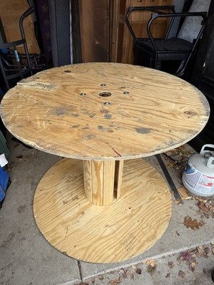48'' Large Wood Cable Spool 38'' Tall - Industrial Bar Height Pub Table DIY Reel 