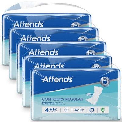 ATTENDS Contours Regular 4 - Inkontinenzvorlagen - 5x42 Stück