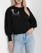 Express size XS black embellished sweater, chic design, NEW