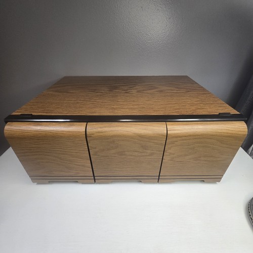 VTG 3 Drawer 60 CD Box Size Faux Wood Grain Holder Storage Case Stackable