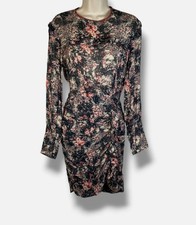 Isabel Marant Etoile Women's Black Sheer Long Sleeve Shift Dress Size 34
