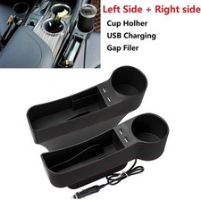"Car Seat Gap Organizer with USB Charging  Cup Holder - 2 Pack"