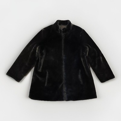 KRISTEN BLAKE Black Faux Fur Coat size Large REVERSIBLE Soft