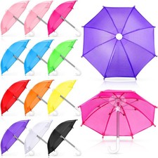12 Pcs Girl Doll Mini Umbrellas 1: 6 Scale Tiny Miniature Umbrella Small Colo...