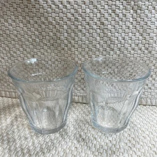 Set of 2 Duralex 3'' France Clear 9 Paneled Picardie Juice Glasses