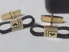 Gates Rubber Co black & goldtone belt cufflinks & tie clip with case Sales Award — photo 2