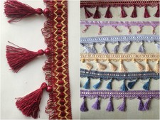 LARGE TASSEL BEADED FRINGING TRIM FOR CURTAIN CRAFT WORK 1 YARD 