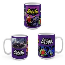 Batman TV Series 1966-68 15oz Mug Robin Bruce Wayne Batmobile Sci-Fi Fantasy