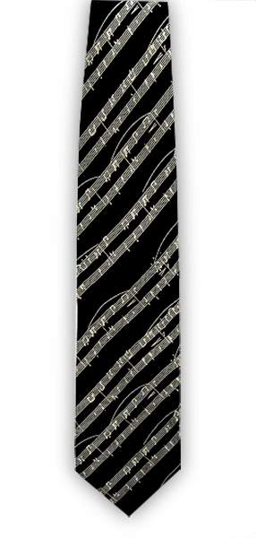 Music Manuscript Black Tie in 100% Silk - Musical Tie - Music Gift for Musicians
