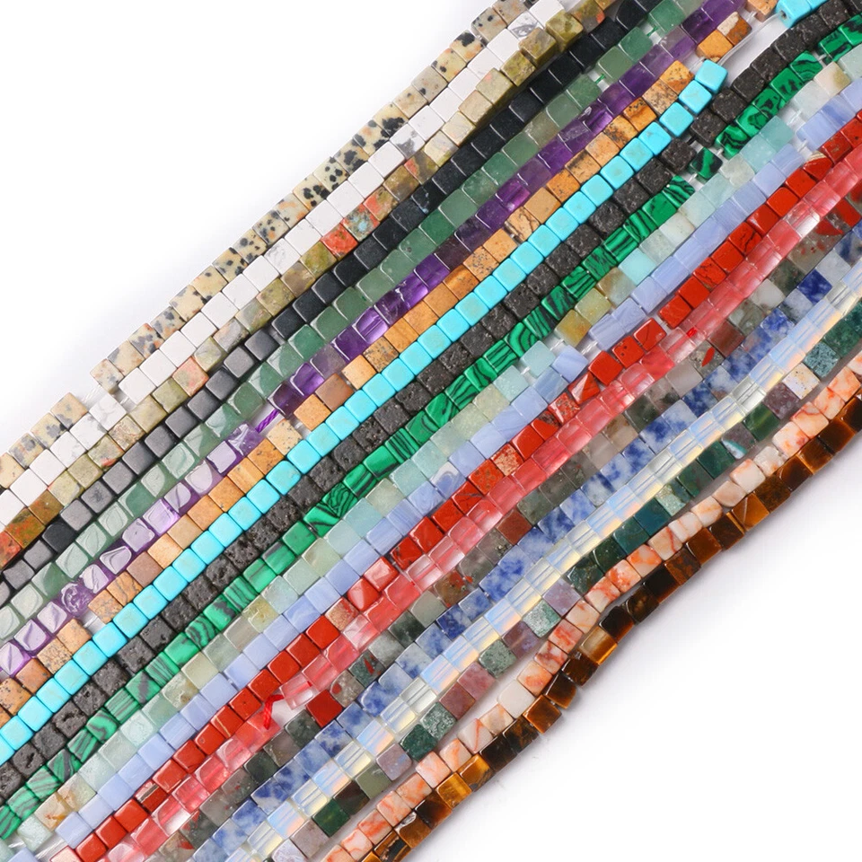 4mm/6mm Würfel Perlen Quadratisch Halbedelstein Poliert Schmuck 1 Strang - Bild 3 von 4