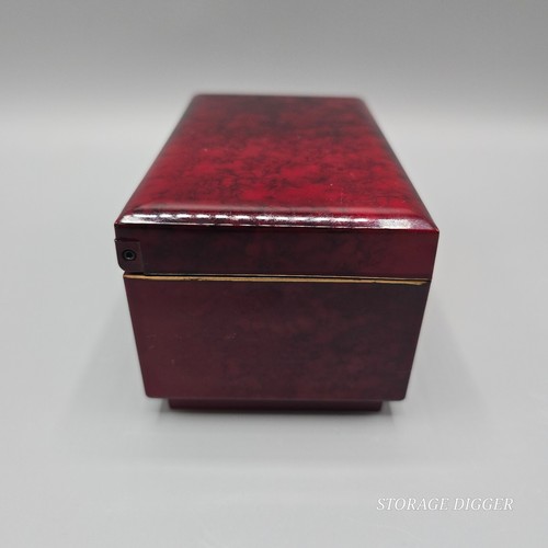 Portagioie musicale vintage Otagiri Borgogna Giappone con specchio, 5" x 3" x 2,75" - Foto 4 di 9